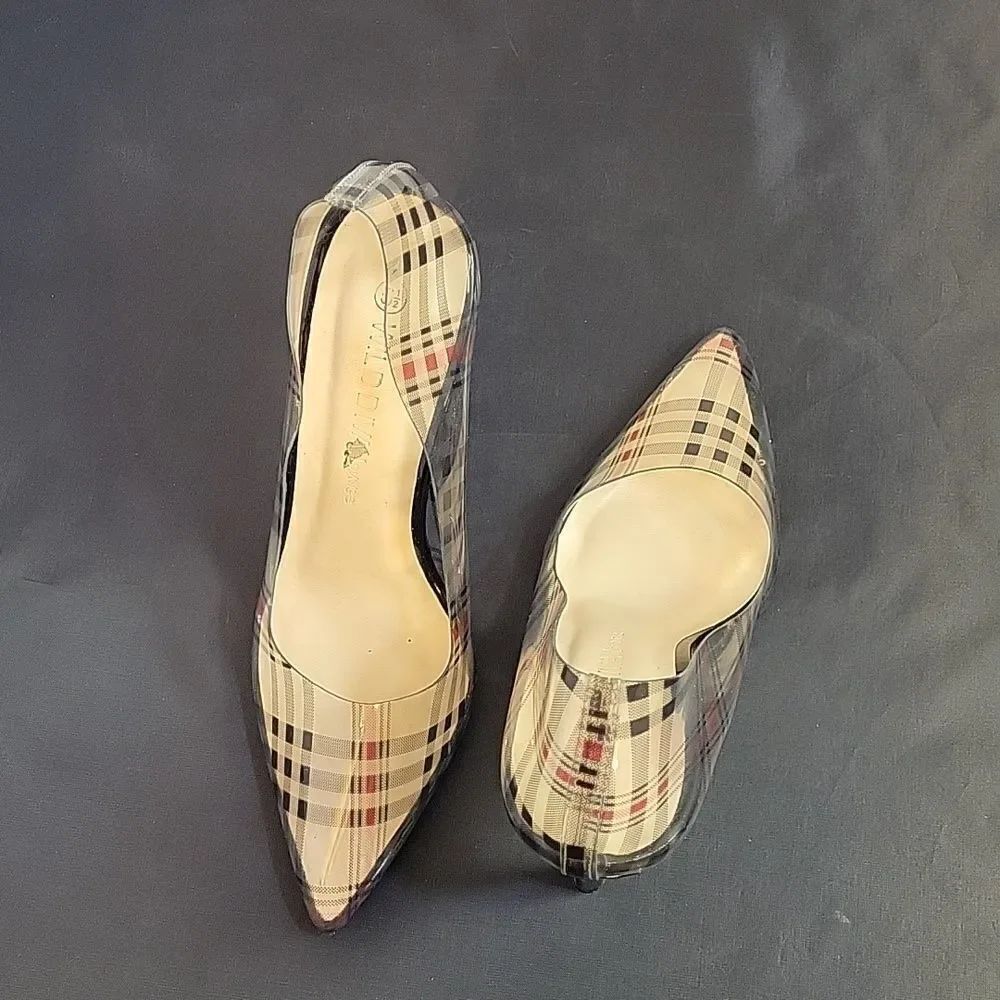 WILD DIVA PLAID POINTED TOE HIGH HEEL STILETTOS PUMP S2 - Picture 4 of 16